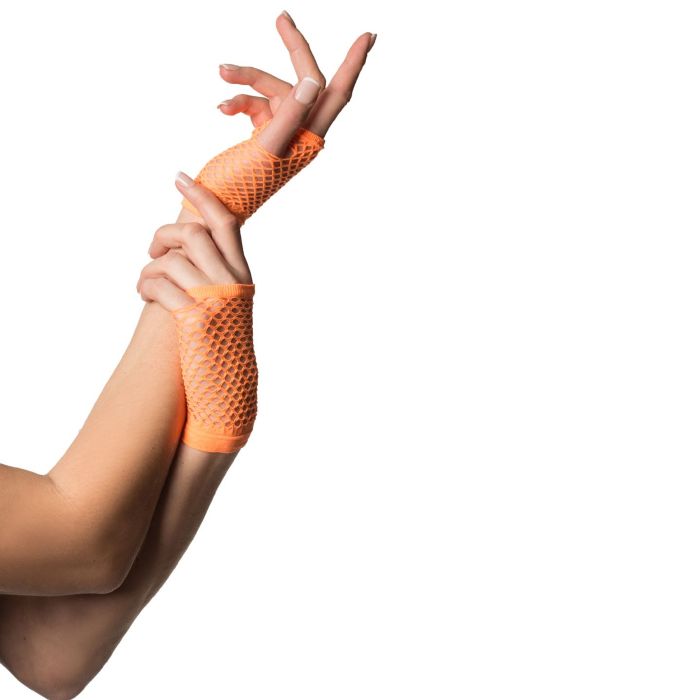 Short fingerless gloves one-size for women neon orange