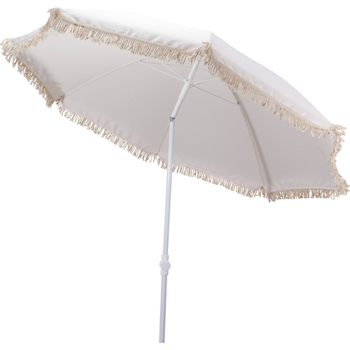 White parasol with fringe Ø160x200cm