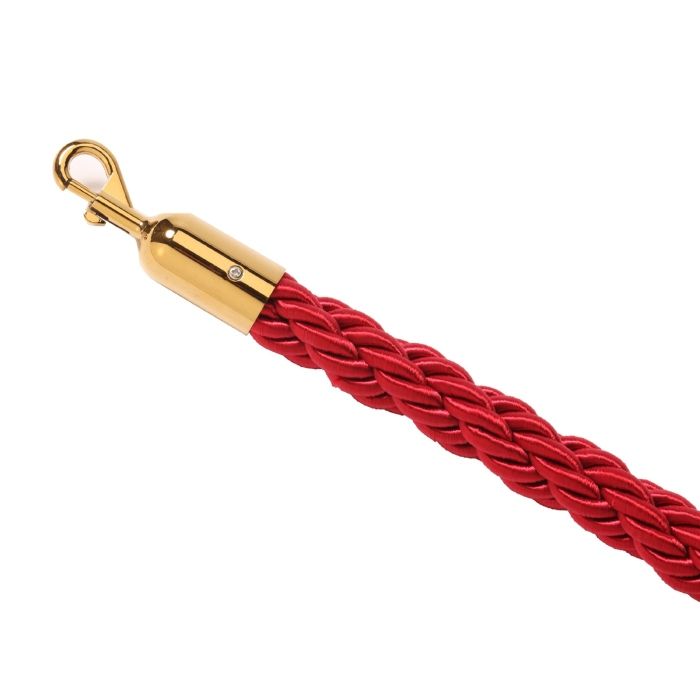 VIP barrier rope red braided gold snap lock 200 cm