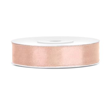Light peach coloured satin ribbon - 12 mm x 25 m