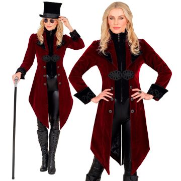 Bordeaux Gothic Velvet Coat for Women