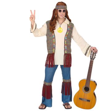 Men's Hippie Set with Waistcoat and Denim Trousers