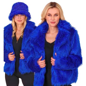 Soft Blue Faux Fur Jacket for Women