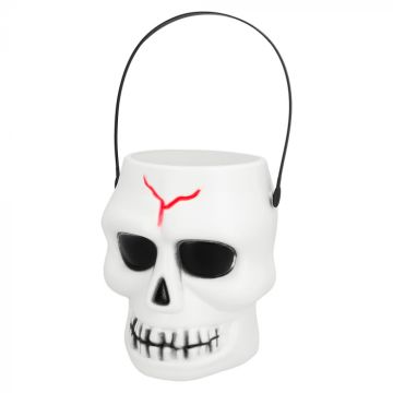White Halloween skull bucket - 16x13 cm