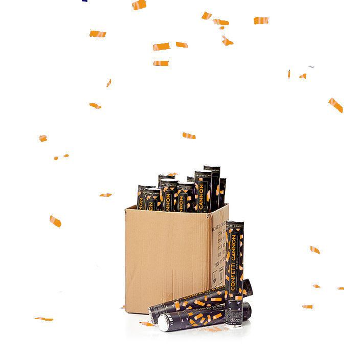 Orange Confetti Tube 40 cm PartyVikings 50x - Metallic Rectangular