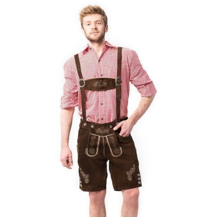 Tyrolean lederhosen trousers Ralf short dark brown