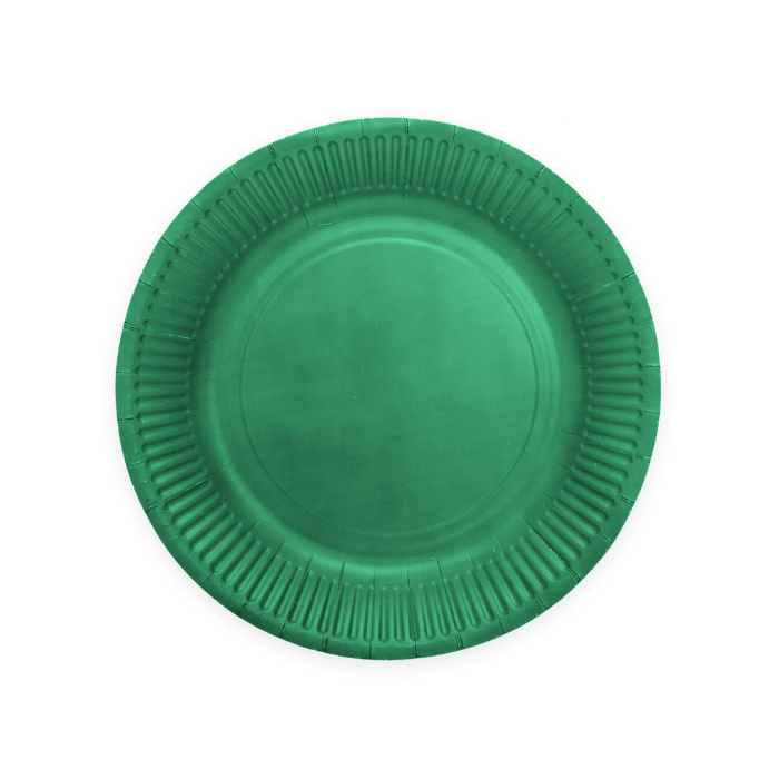 Dark green paper plates 16x - Ø 23 cm
