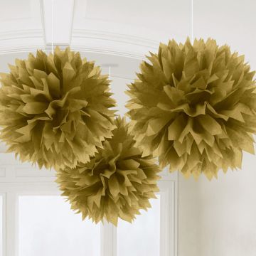 Gold Pom Poms 3x - 40 cm