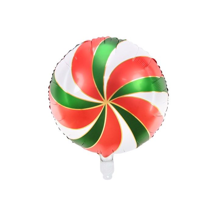 Candy foil balloon in red, white, and green - 35 cm