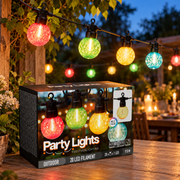 Light Chain with 20 Coloured LED Bulbs 9.5 m
