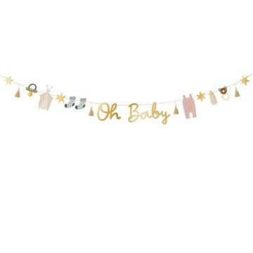 Garland with gold lettering and baby motifs - 2.5 m