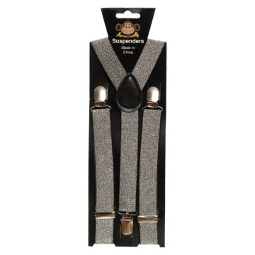 Suspenders glittering silver one-size unisex
