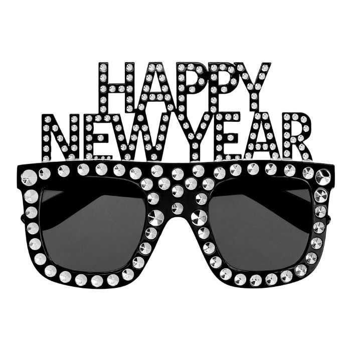Black Happy New Year Glasses - one size