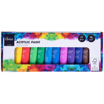 Acrylic paint set 12x colours 36ml