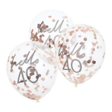 Hello 40 rose gold birthday balloons 5x 