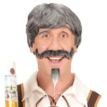 Grey Tyrolean wig with beard - 3 pieces