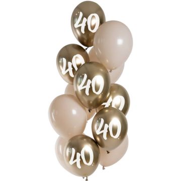 40th balloons gold 12x - 33 cm