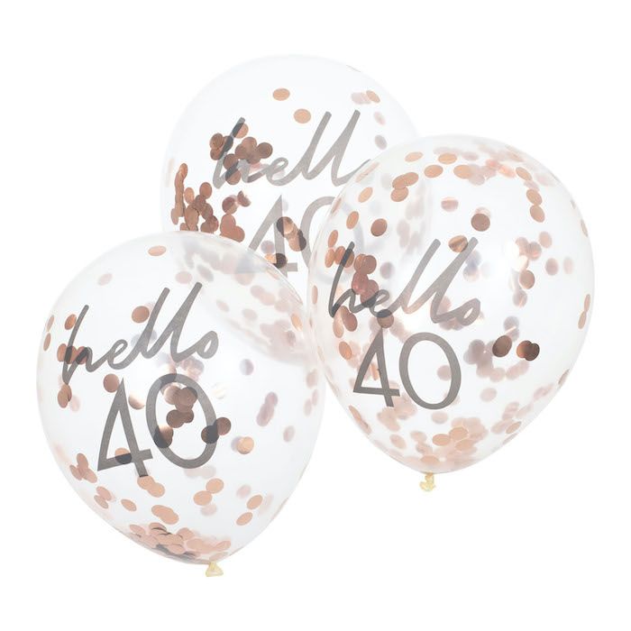 Hello 40 rose gold birthday balloons 5x 