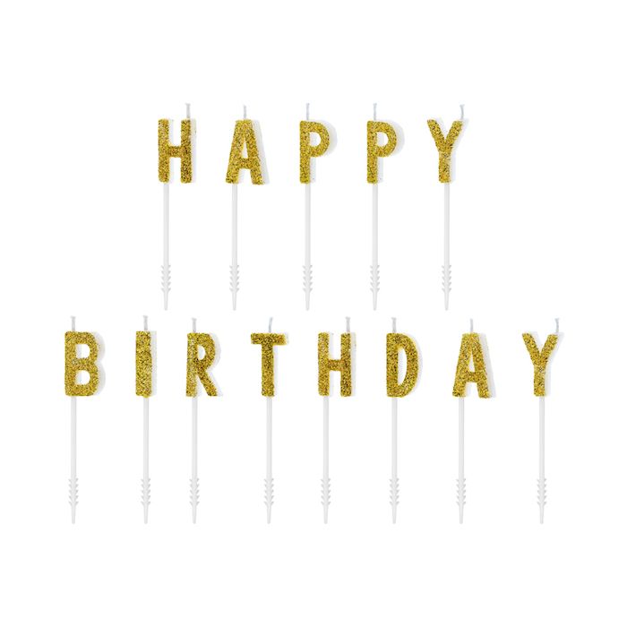 Gold happy birthday candles - 2.5 cm