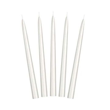 Metallic pearl white taper candles 10x - 24 cm