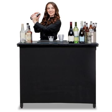 Mobile black cocktail bar incl. bag portable - 115x100 cm