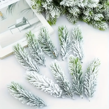 Artificial fir with snow decorations 18x 