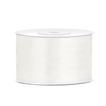 Light cream white satin ribbon - 38 mm x 25 m