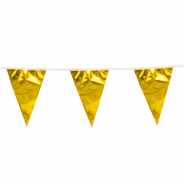 Gold metallic flag garland 30x45 cm - 10 meters
