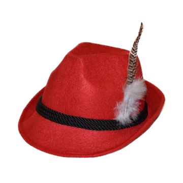 Oktoberfest tyrolean hat in red unisex - one size