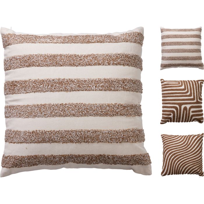 Cotton Cushion with Embroidery and Zip 43x43 cm