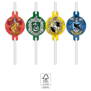 Harry Potter® paper straws 4x - 21.5 cm