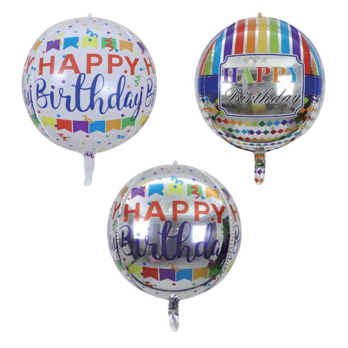 Round Happy Birthday foil balloon assorted 35 cm