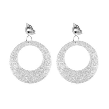 Silver glitter disco earrings - onesize