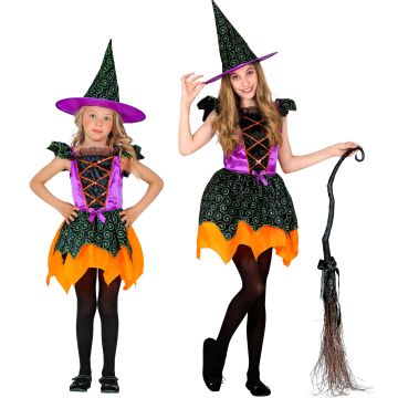 Witch Costume with Orange Fringed Trim