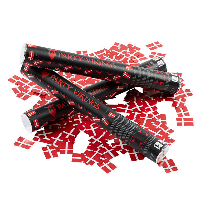 Red, white, Danish flag confetti cannon 40 cm PartyVikings