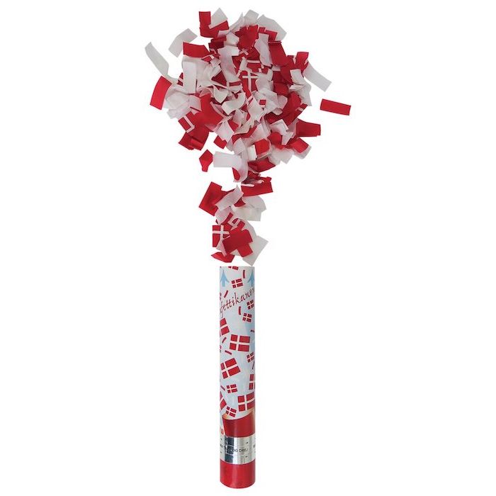 Red, White and Dannebrog Confetti Tube 30 cm