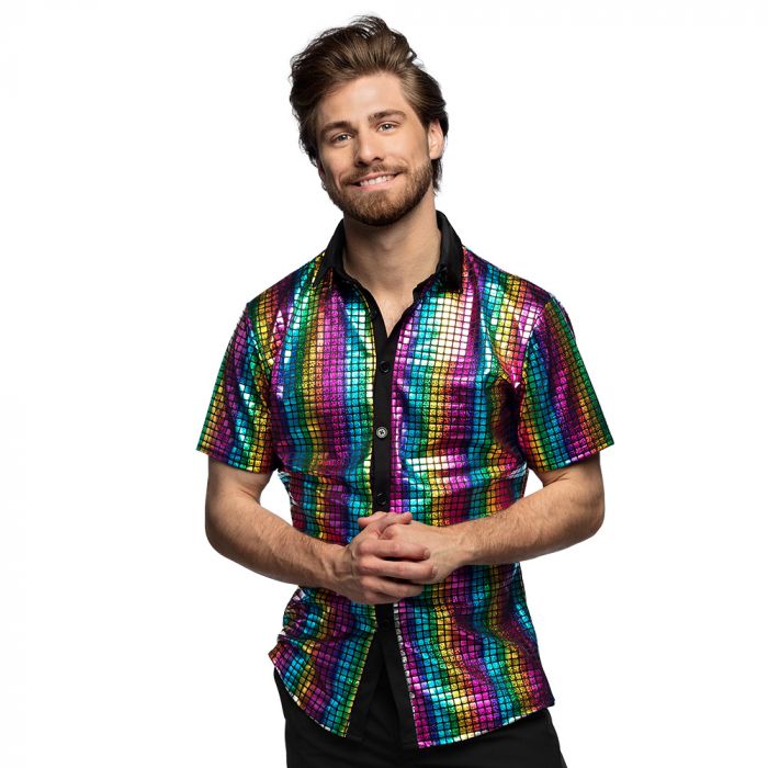 Disco short-sleeved shirt in rainbow colour