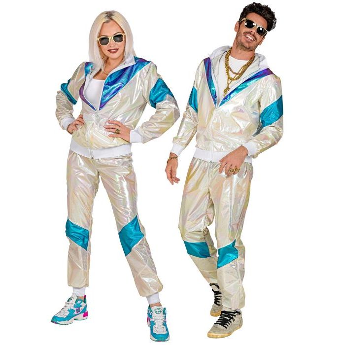 Retro Holographic Training Suit White - 2 Pieces