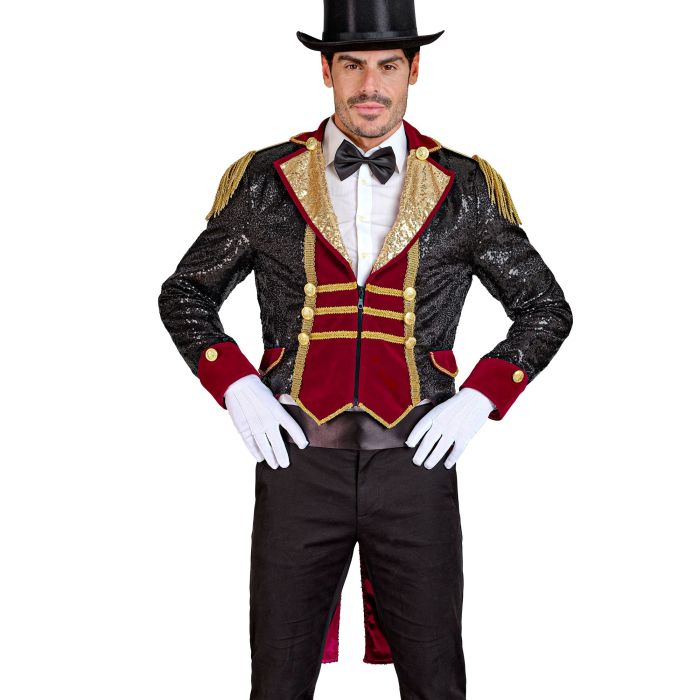 Black Sequin Jacket with Gold Lapels and Tails