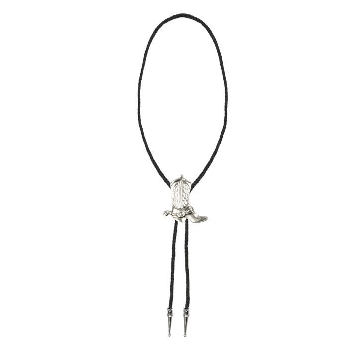 Silver western cowboy boot necklace