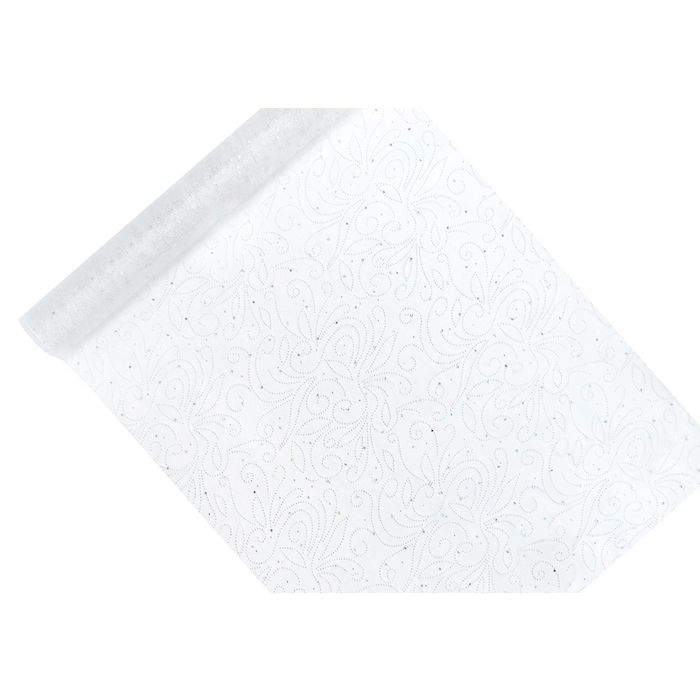 White Organza Table Runner Pearl Pattern - 9 Metres
