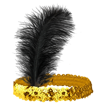 Gold hairband with sequins and feathers