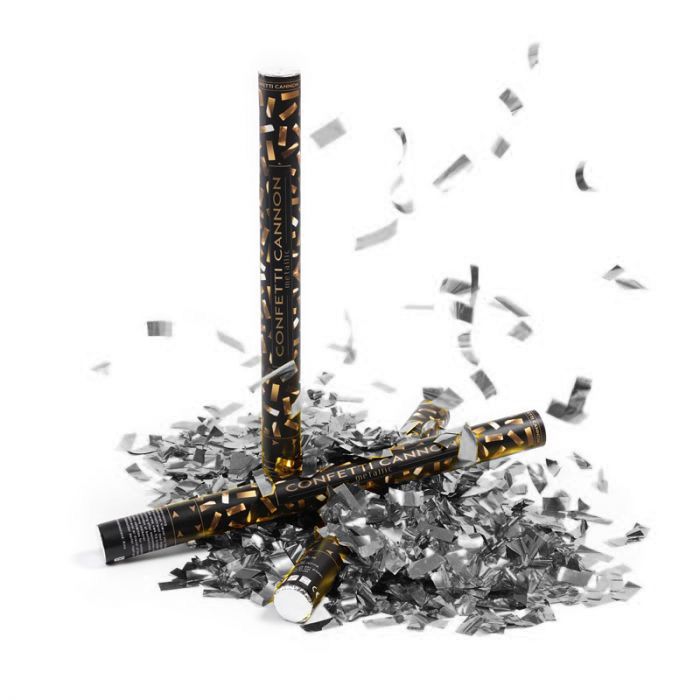 Silver confetti tube 60 cm PartyVikings - Metallic Rectangular