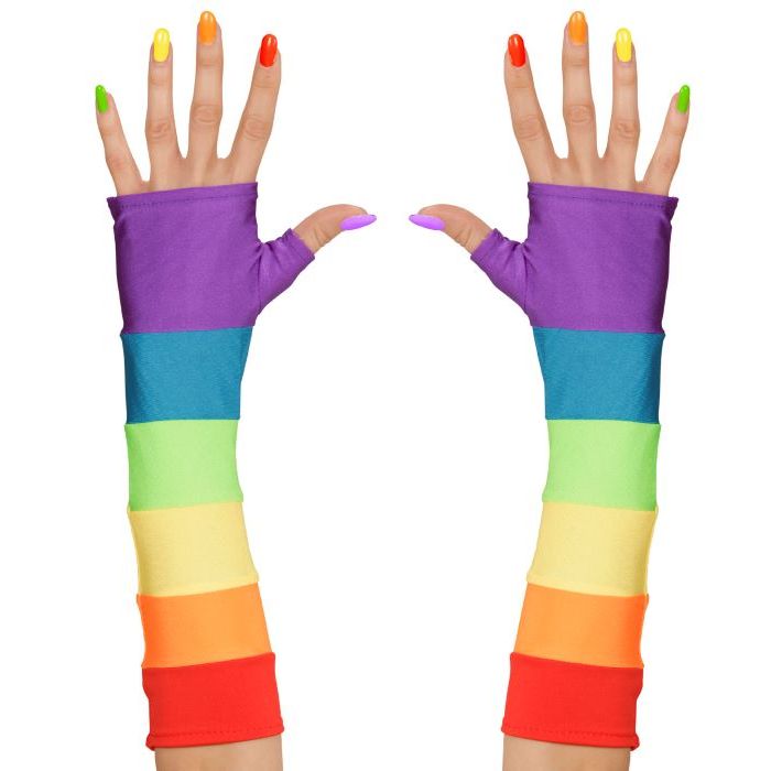 Fingerless gloves rainbow colours