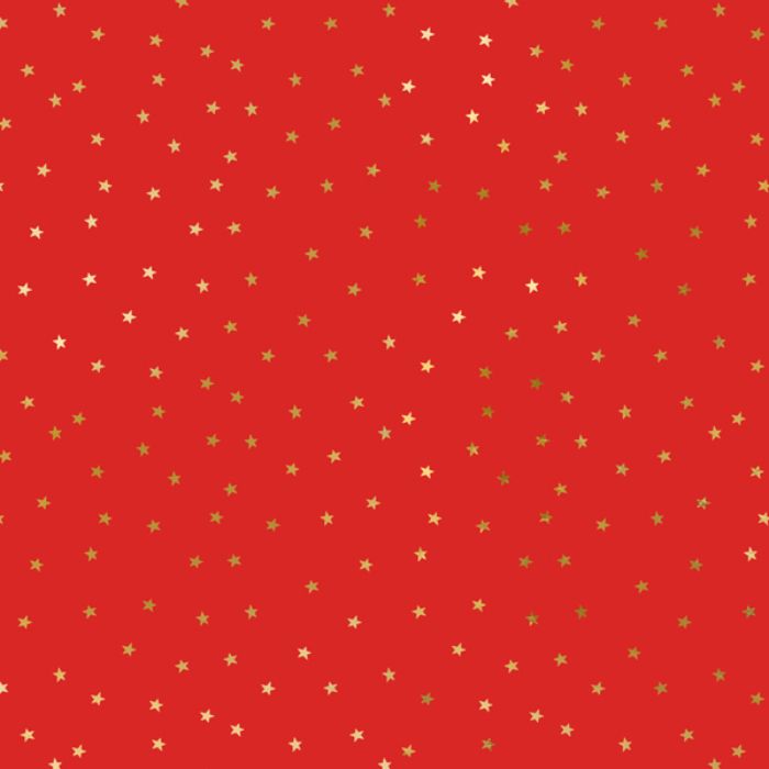 Red Christmas wrapping paper with gold stars - 70x200 cm