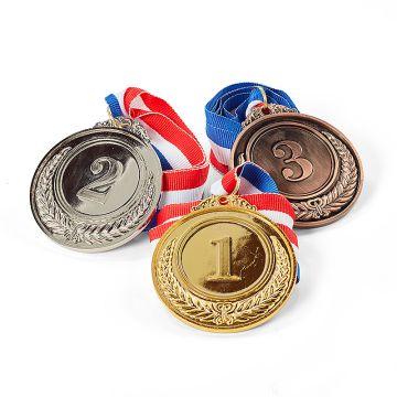 Medals gold, silver and bronze 3x