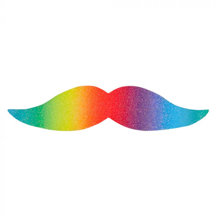 Rainbow neon coloured moustache 6x - one size