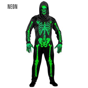 Neon Green Skeleton Costume with Mask