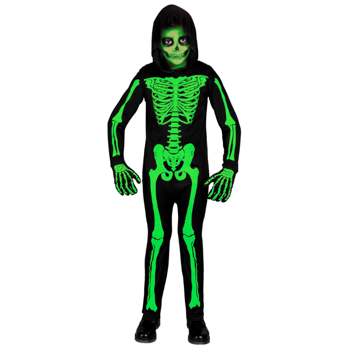 Grøn skelet kostume til børn