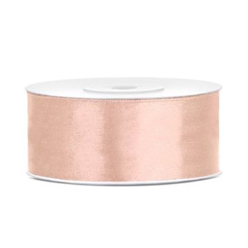 Light peach coloured satin ribbon - 25 mm x 25 m